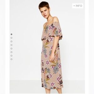 ZARA Printed Off-Shoulder Dress